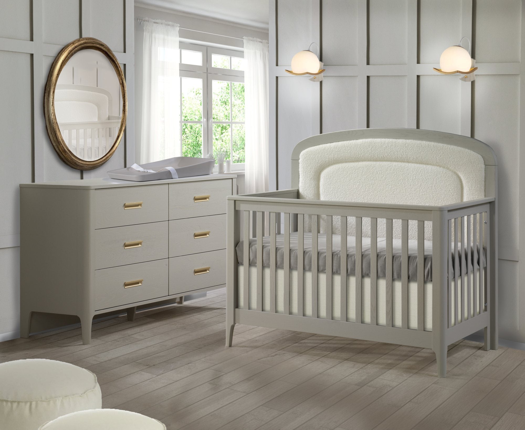 Palo “5-in-1” Convertible Crib in Dove finish image 1