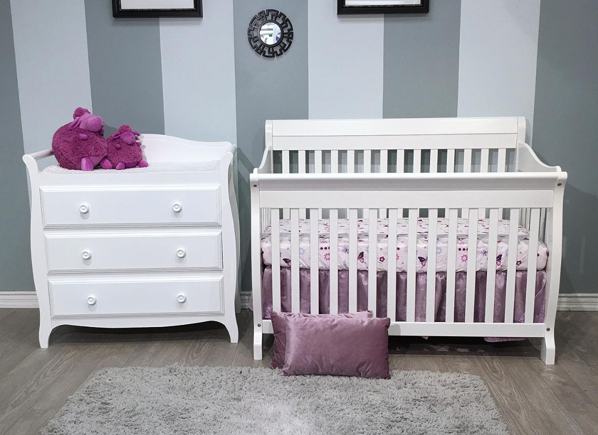 Naples convertible crib in White finish image 2