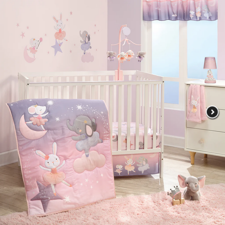 Tiny Dancer 3-Piece Ballet Baby Crib Bedding Set - Elephant image 0