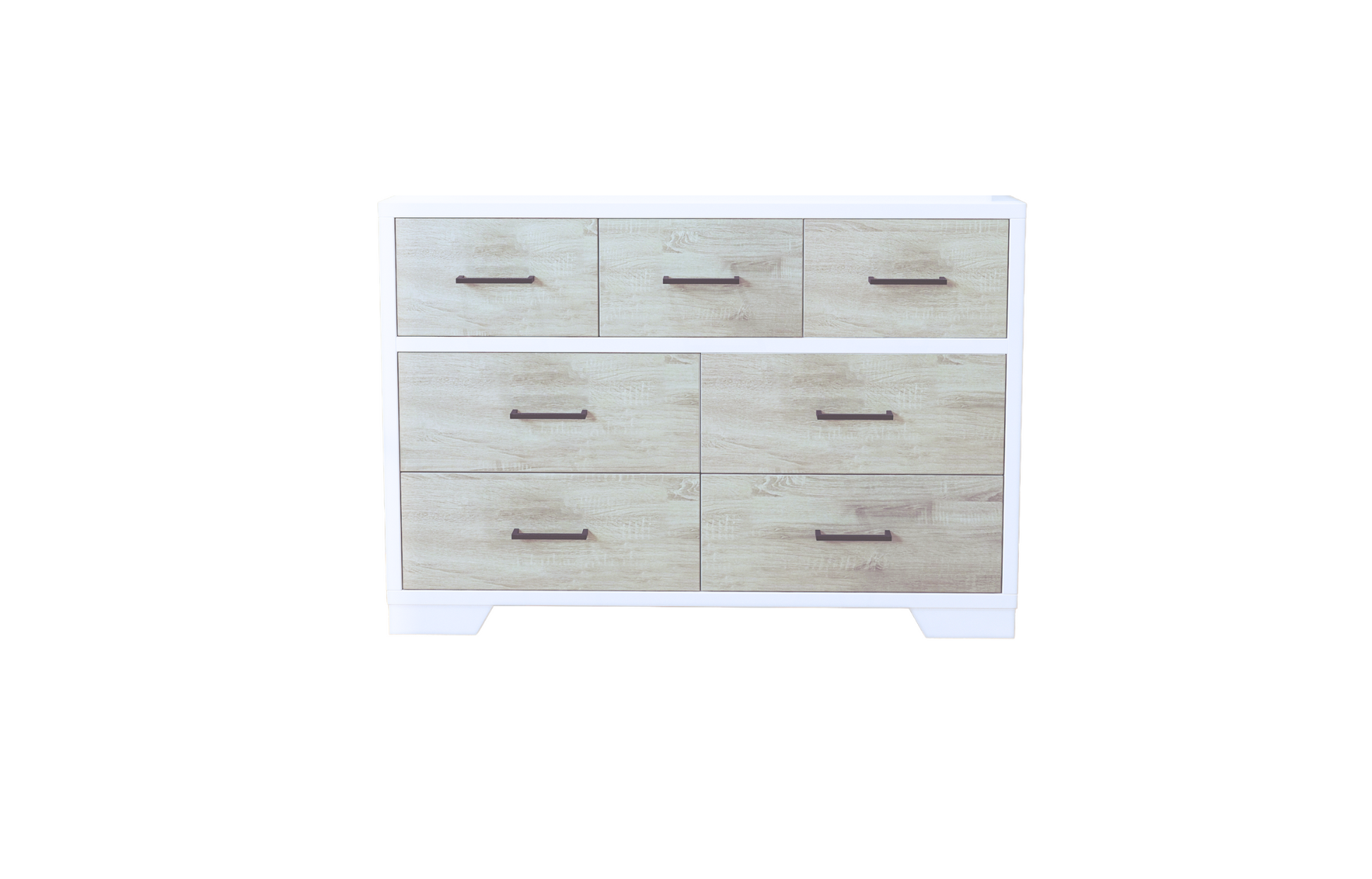 Birch 7 Drawer Double Dresser in White/Grey