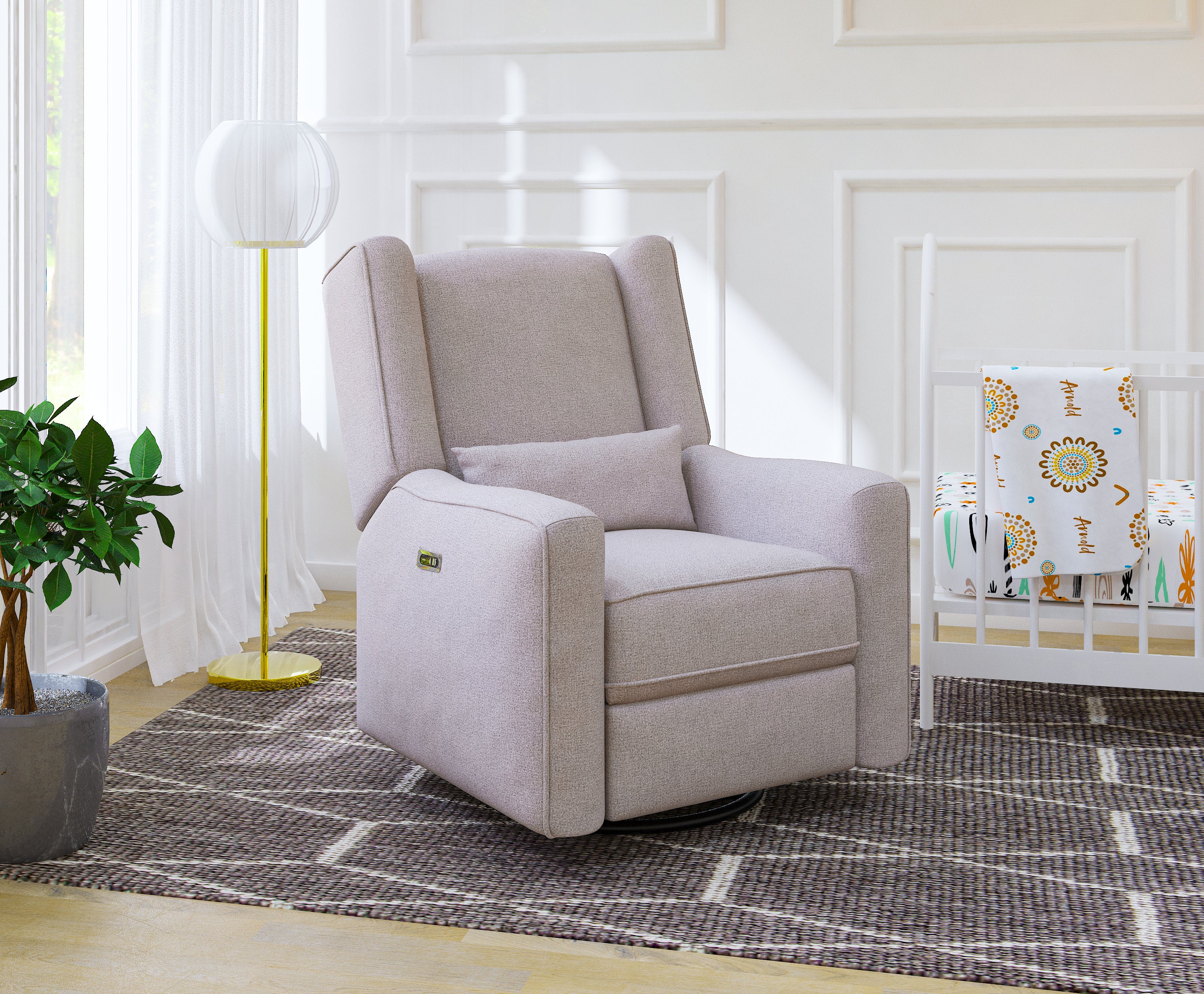 Lil Angels Contour Pedic Swivel Power Glider Recliner in Grey