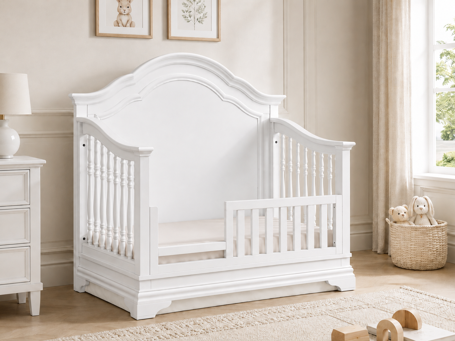 Color: Belgium Cream | Stella Baby and Child Athena Collection Toddler Rails in Belgium Cream