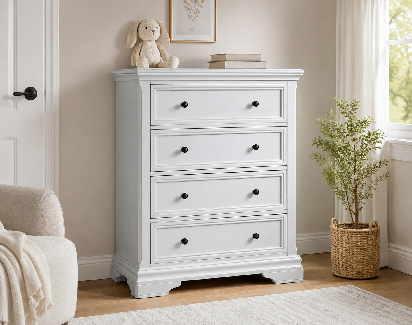 Color: Belgium Cream | Stella Baby and Child Athena Collection Chest in Belgium Cream