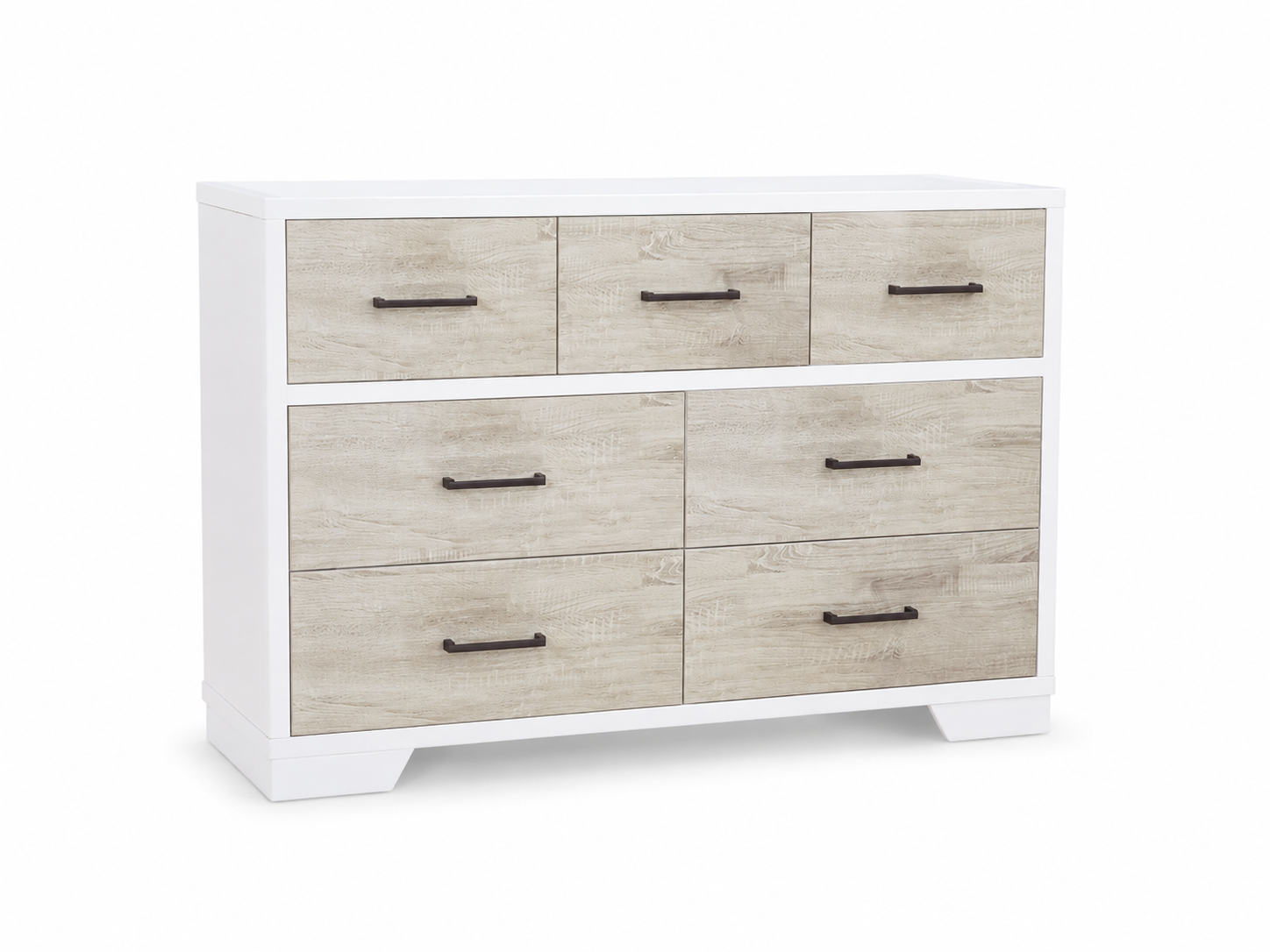Color: White/Grey | Birch 7 Drawer Double Dresser