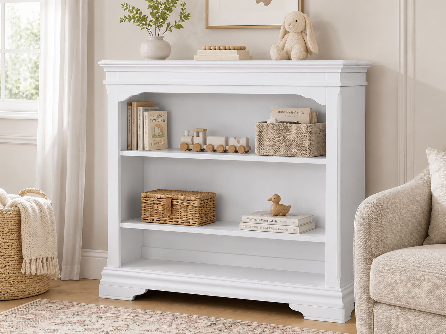 Color: Belgium Cream | On Sale Stella Baby and Child Athena Collection Hutch/Bookcase in Belgium Cream