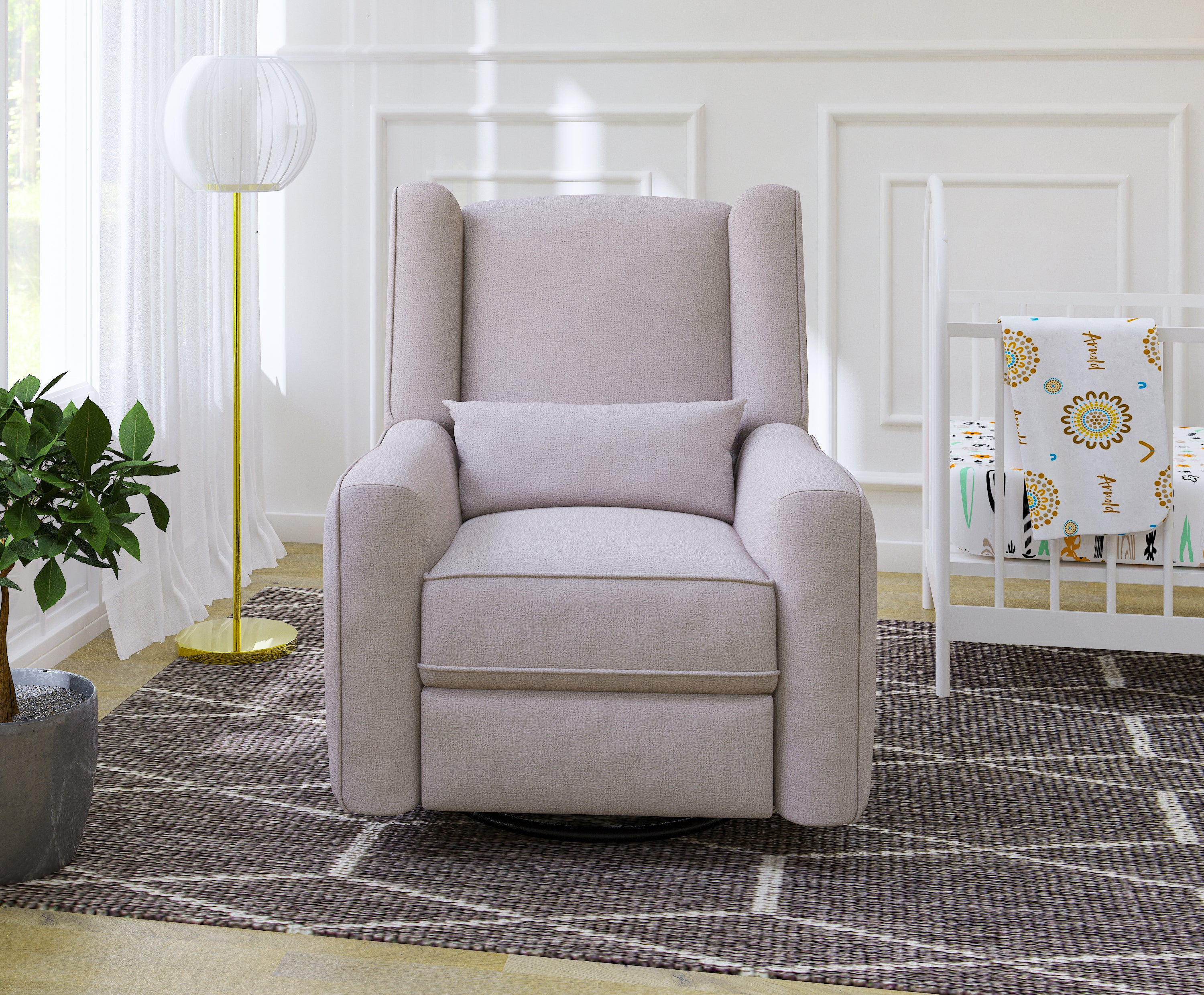 Lil Angels Contour Pedic Swivel Power Glider Recliner in Grey