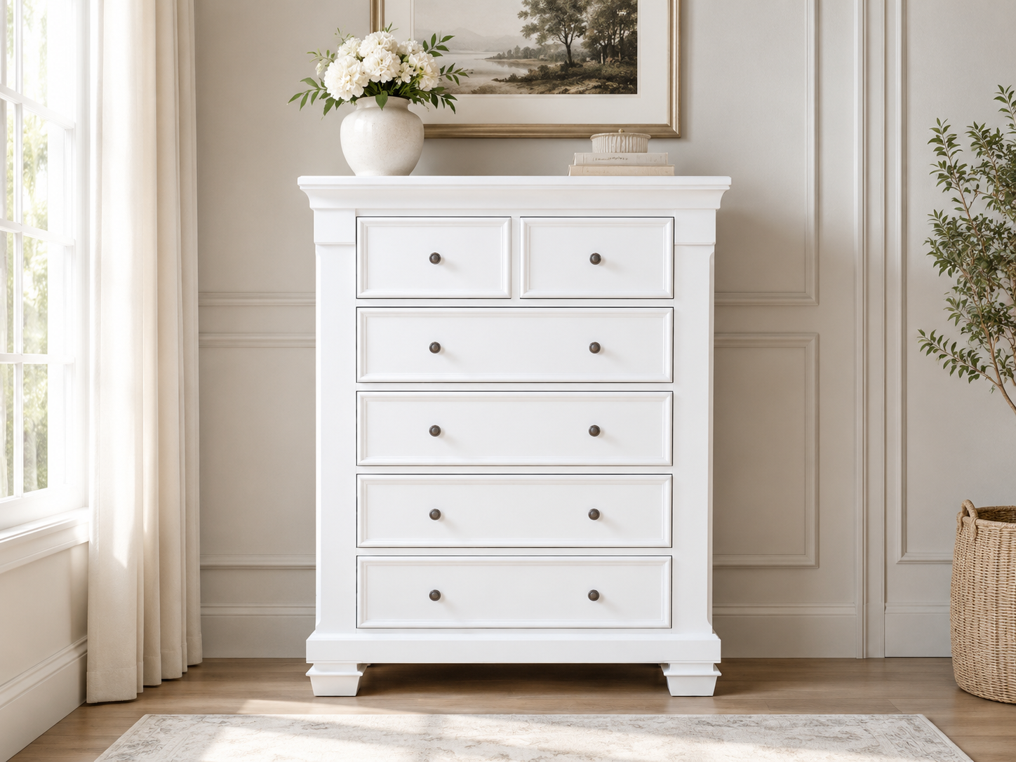 Color: White | Glendale 5 Drawer Chest