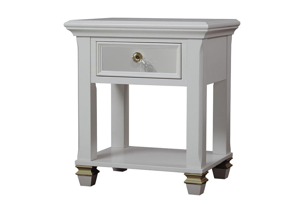 Glendale Night Stand in White and Gold