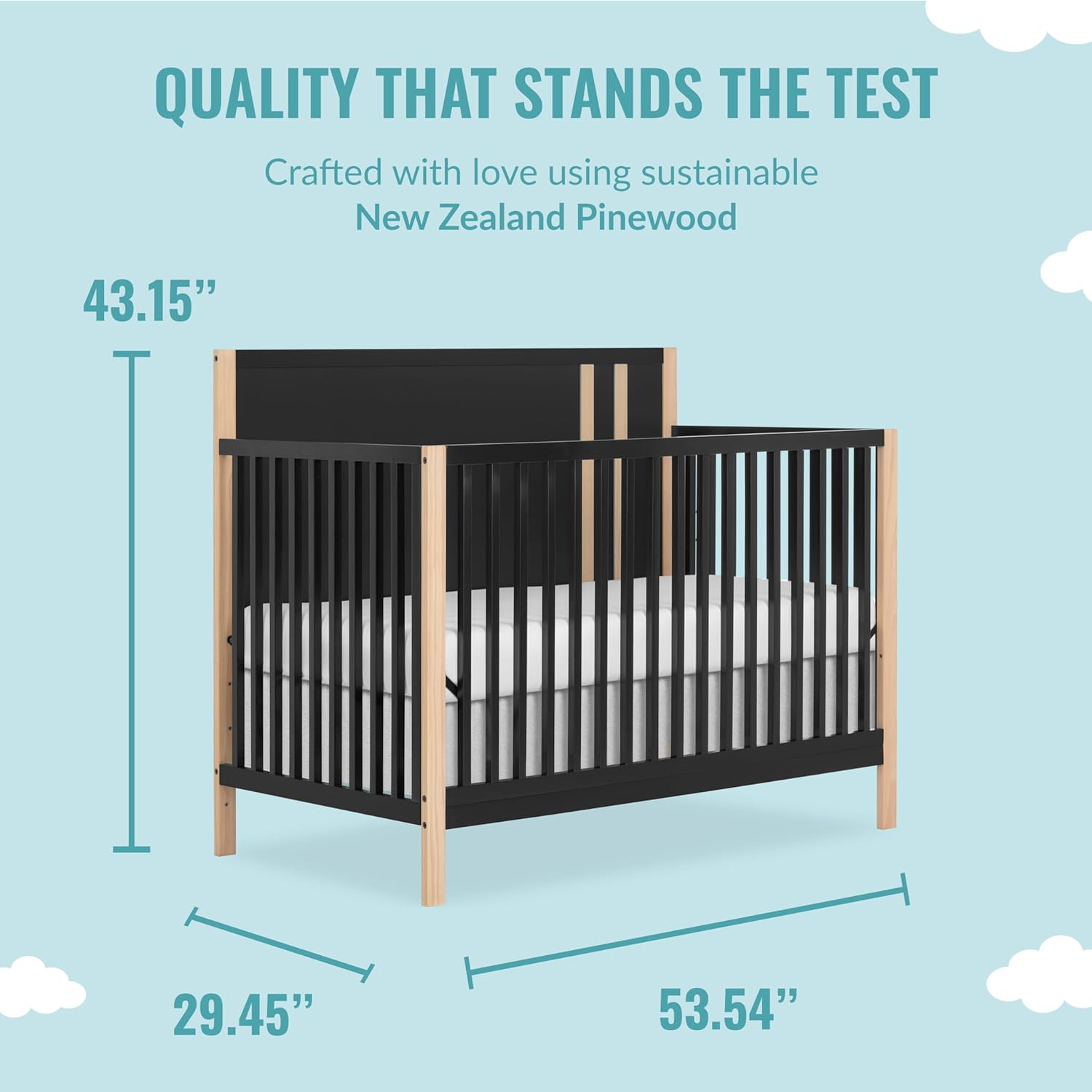 Dream On Me Soho Convertible Crib in Matte Black Vintage image 1
