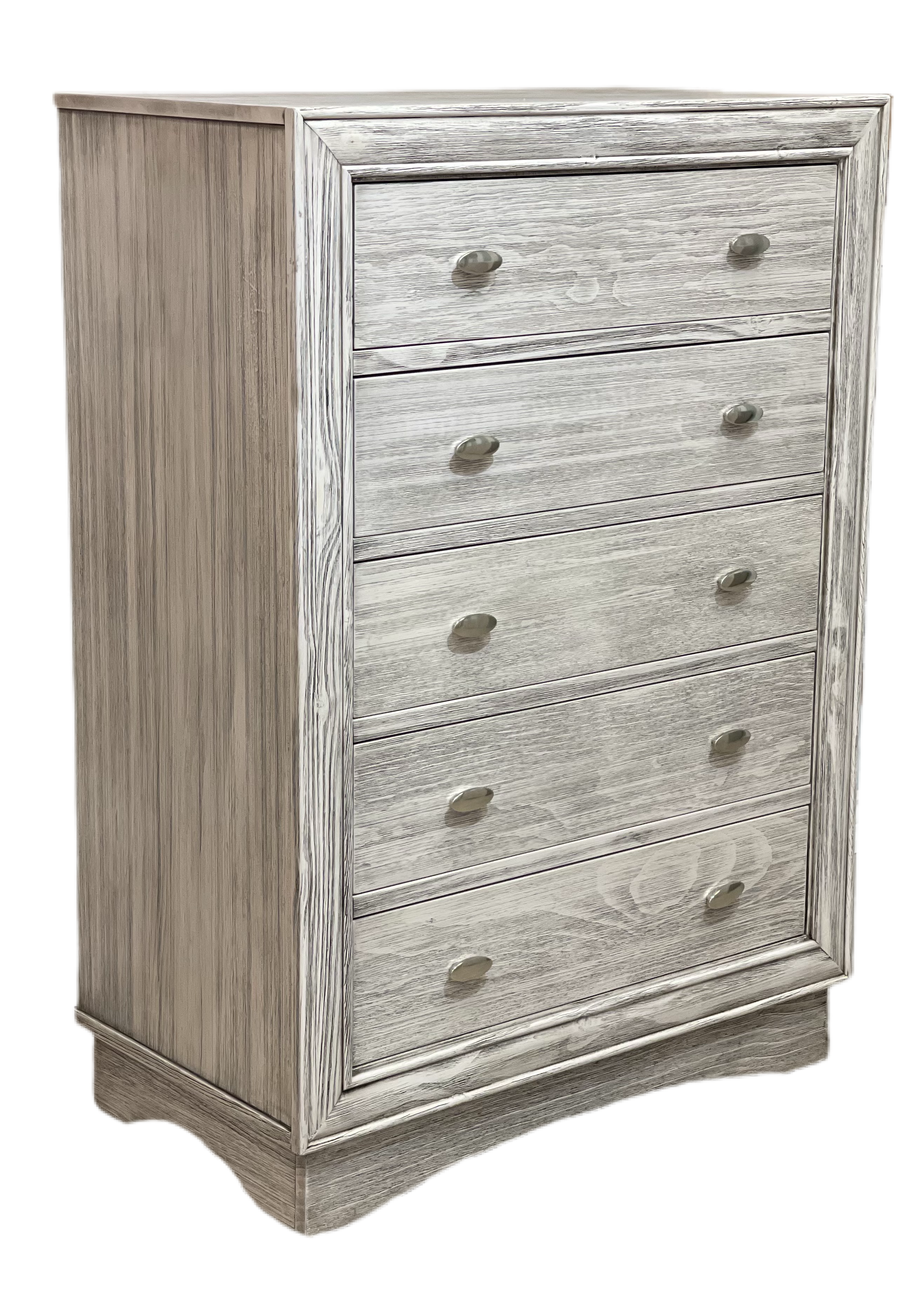 Preston 5 Drawer Chest in Rustic White