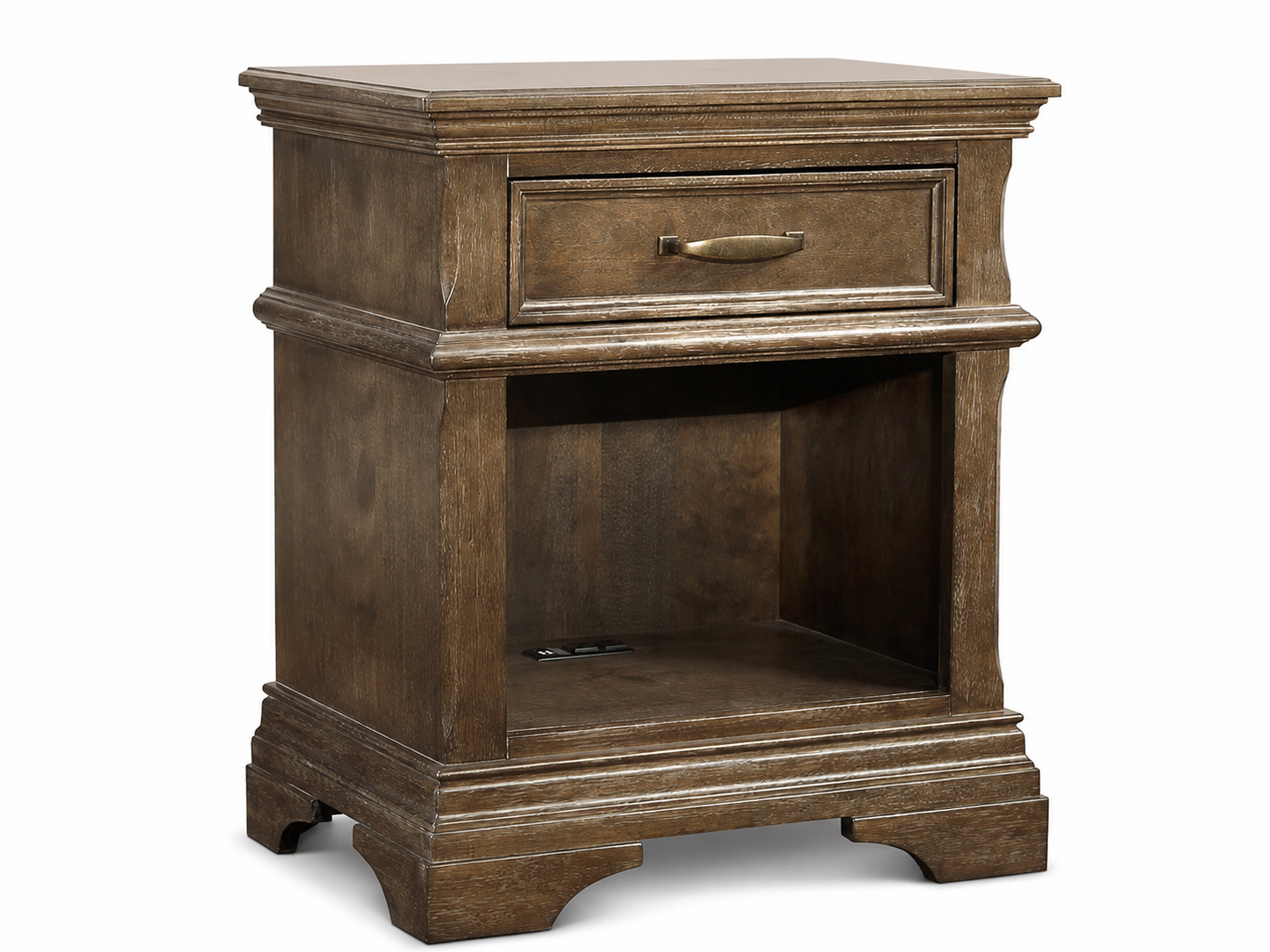 Color: Cafe au Lait | Kerrigan 1 Drawer Nightstand with Power
