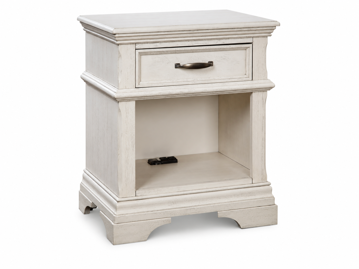Color: Rustic White | Kerrigan 1 Drawer Nightstand with Power
