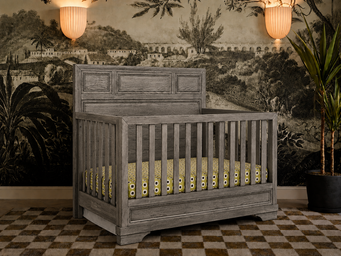Color: Brushed Pewter | Westwood Design Foundry 4-in-1 Convertible Crib in Brushed Pewter