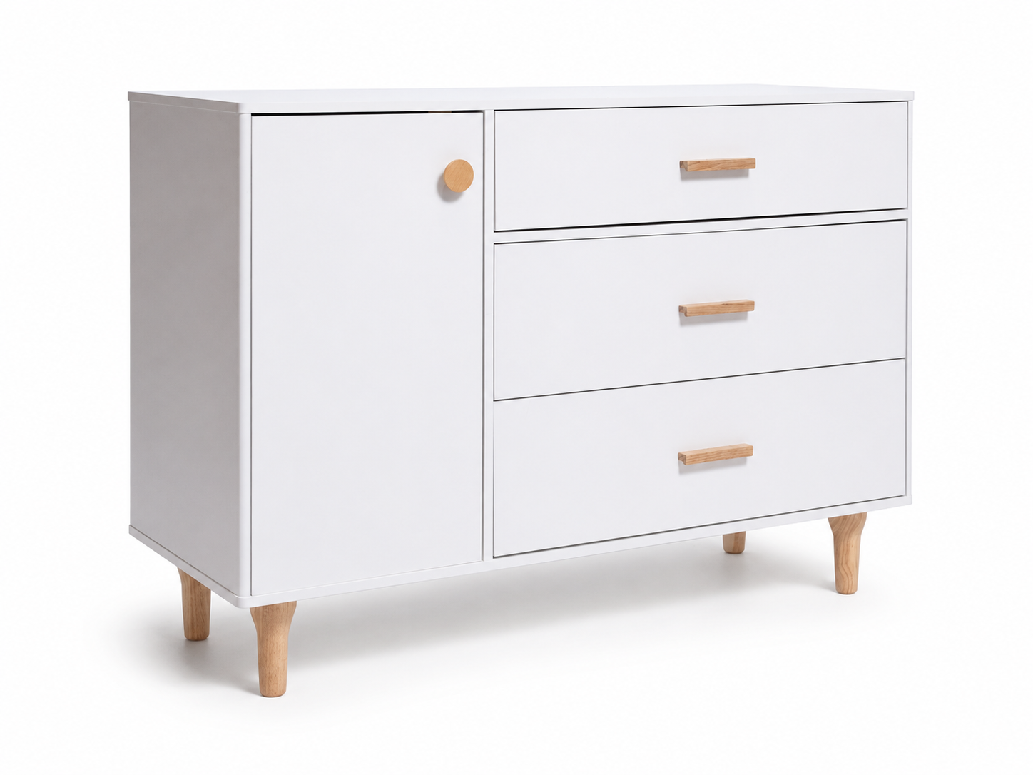Color: White/Natural | Lollipop 3 Drawer + Door Dresser