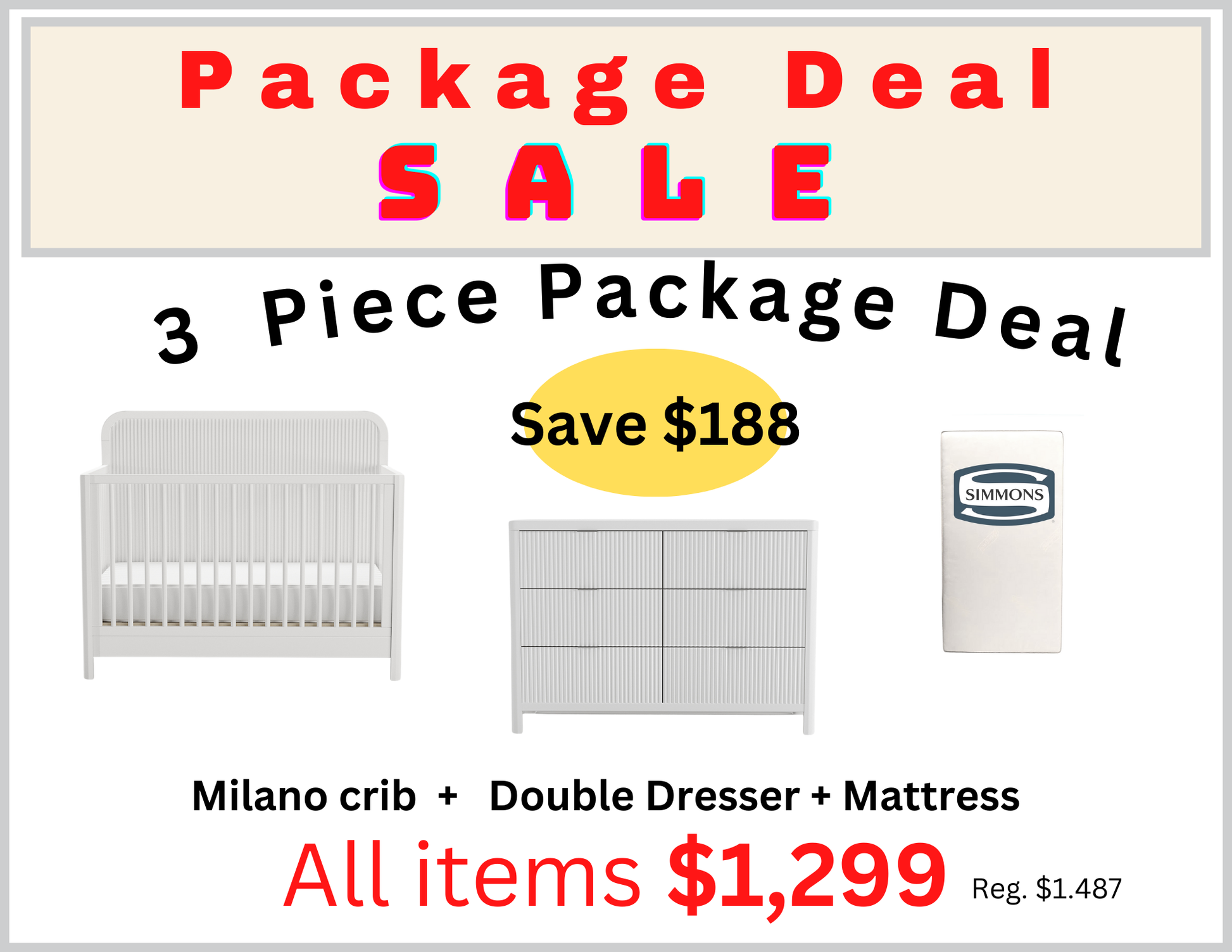 Milano White 3 Piece Package Deal image 0