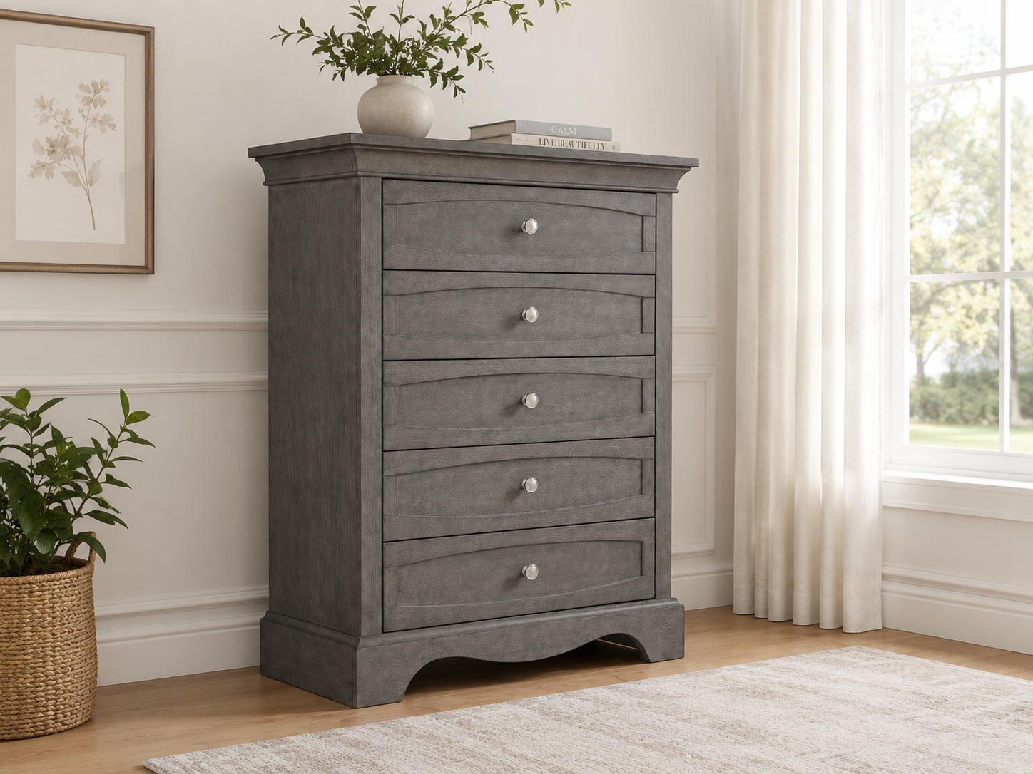 Color: Granite | Ragusa 5 Drawer Dresser