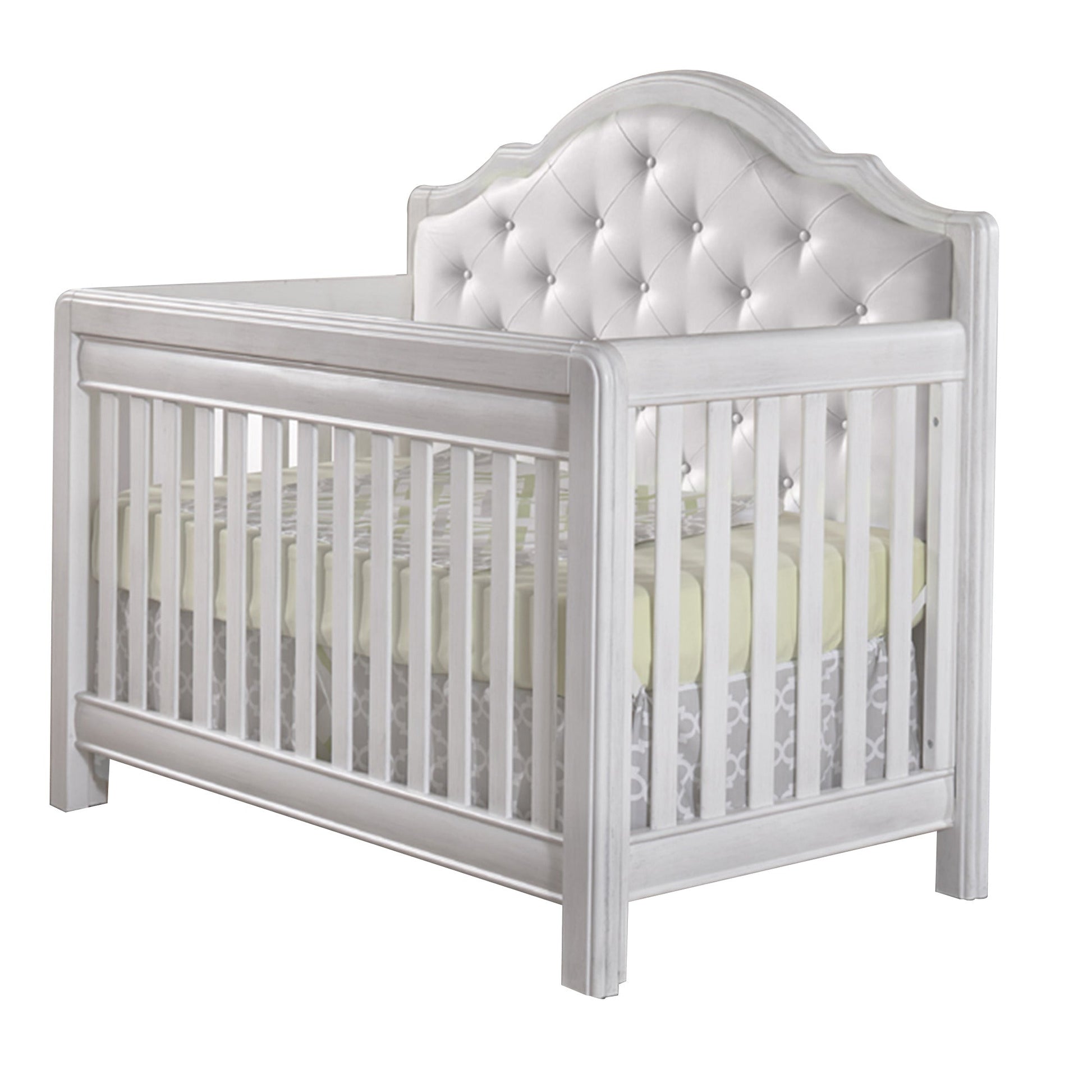 Cristallo Crib in Vintage White finish with White vinyl headboard image 0