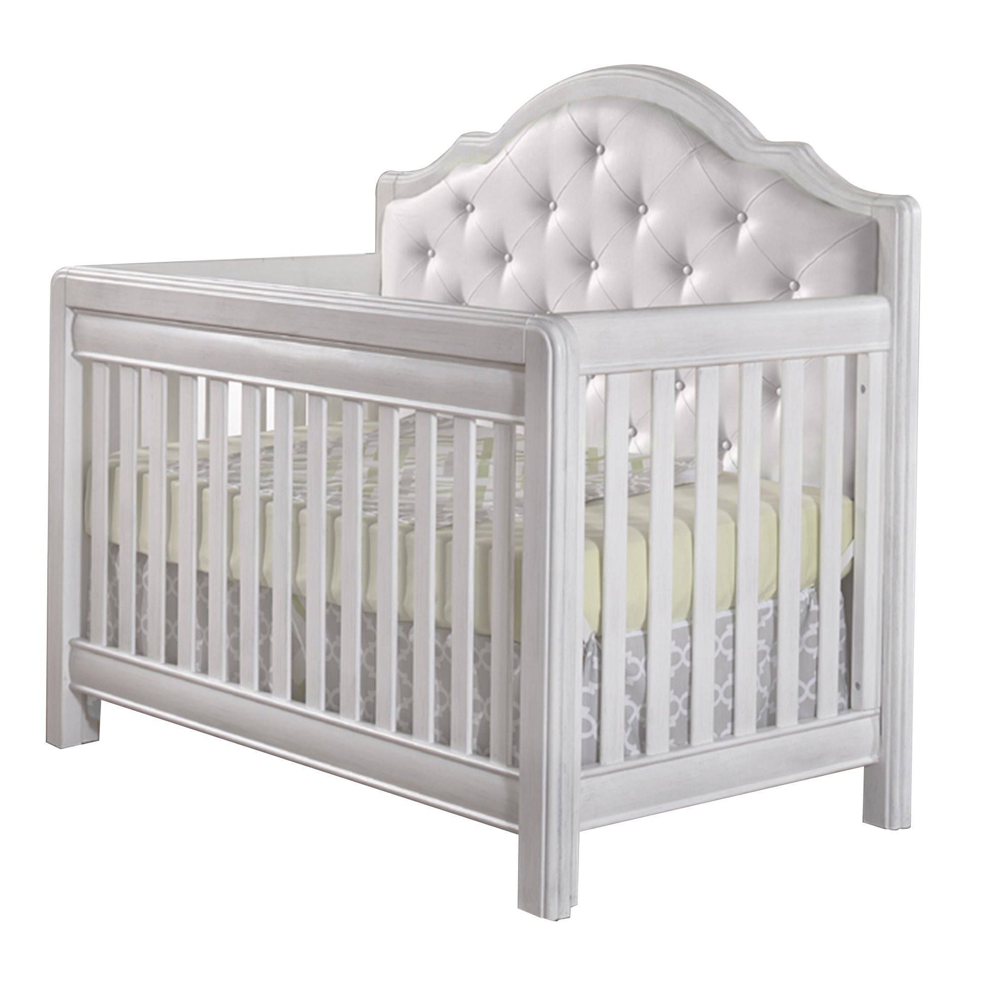 Cristallo Crib in Vintage White finish with White vinyl headboard image 0