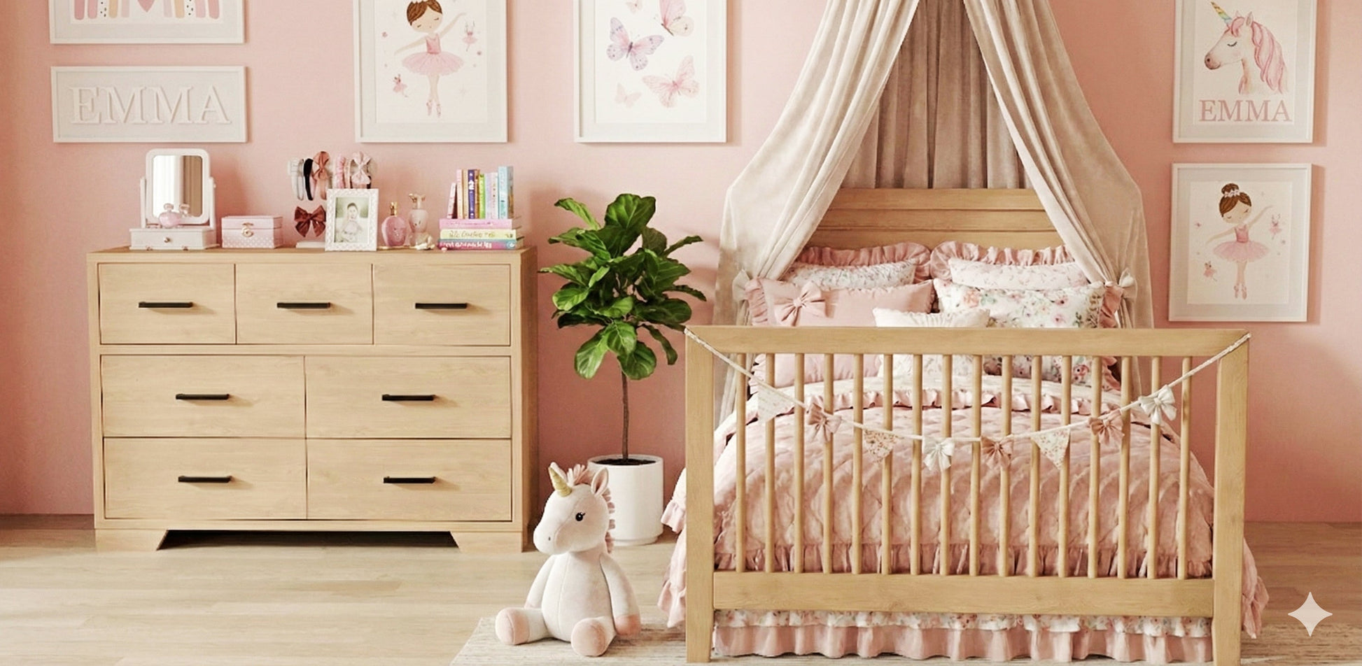 Birch 7 Drawer Double Dresser in Natural