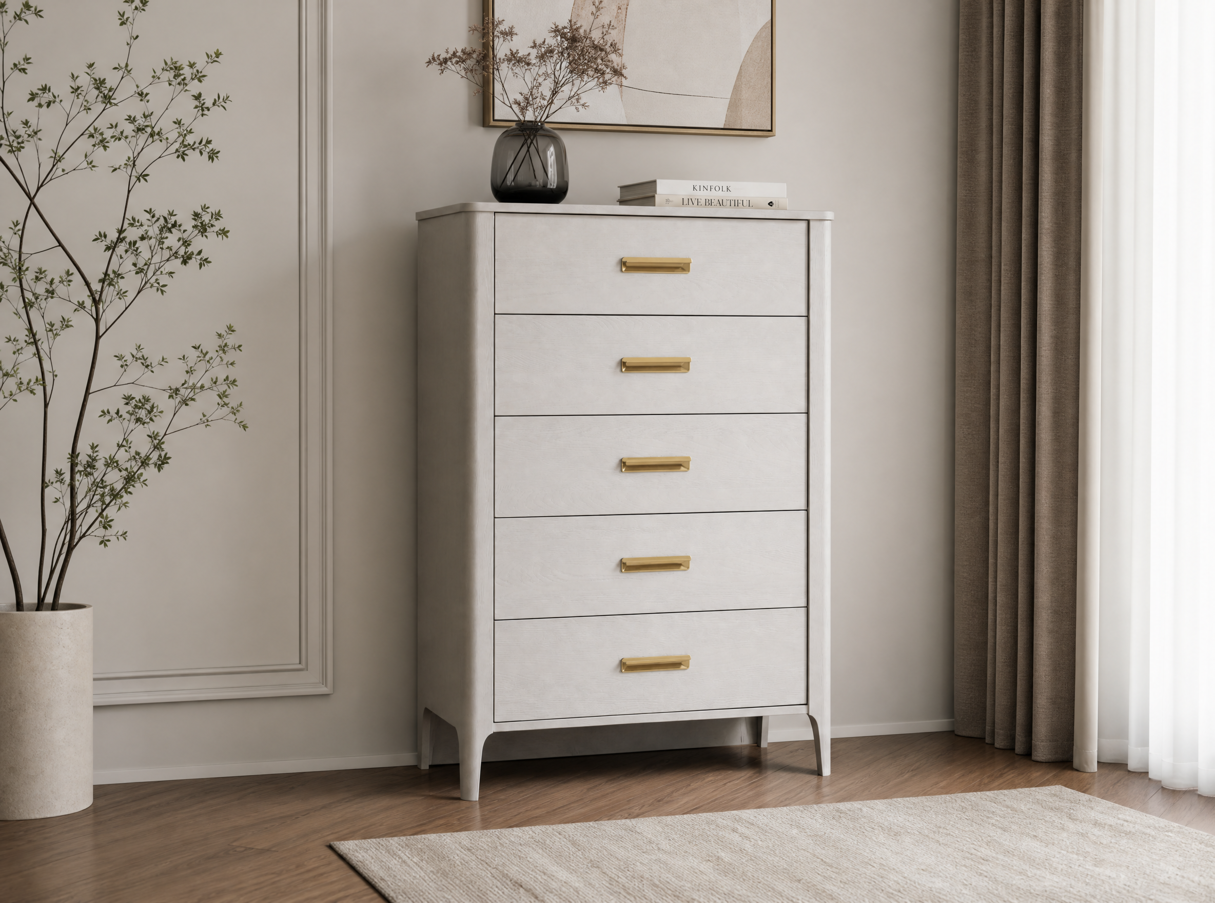Color: Dove | Palo 5 Drawer Tall Chest