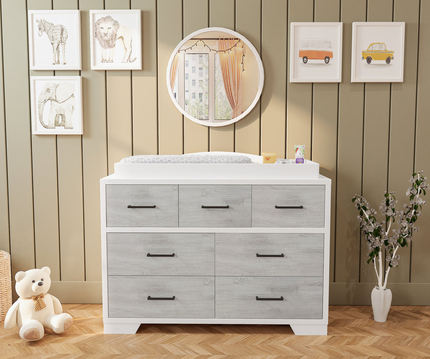Birch 7 Drawer Double Dresser