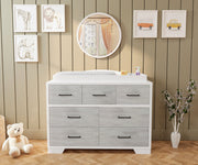 Birch 7 Drawer Double Dresser in White/Grey