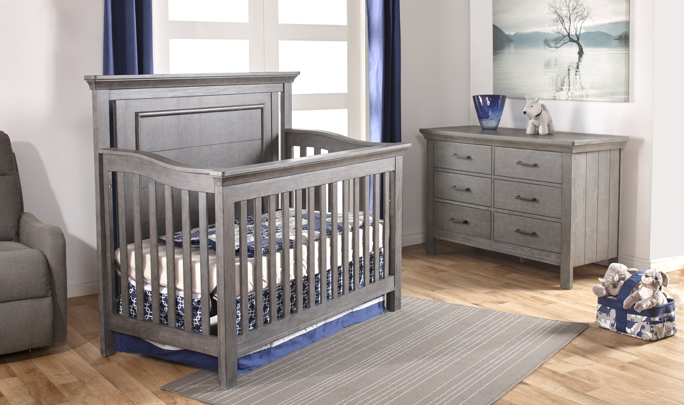 Como Flat Top Crib in Distressed Granite