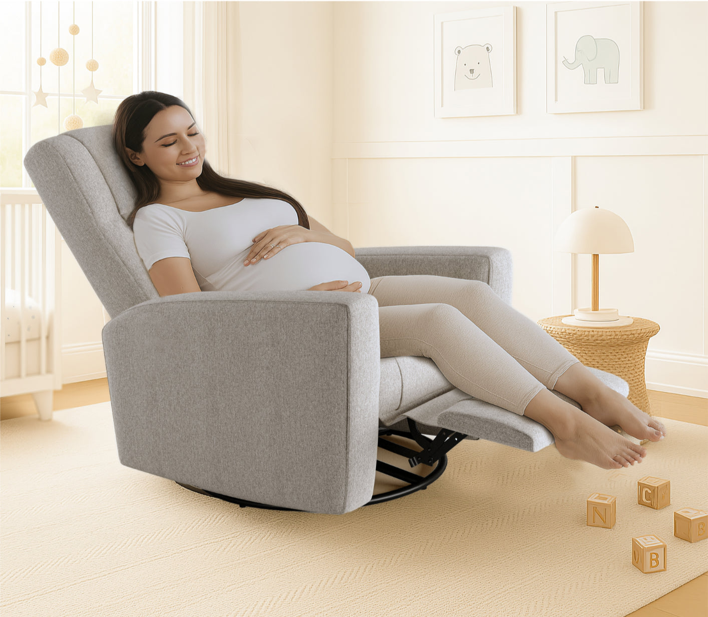 Dream Manual Swivel Glider Recliner in Grey image 1