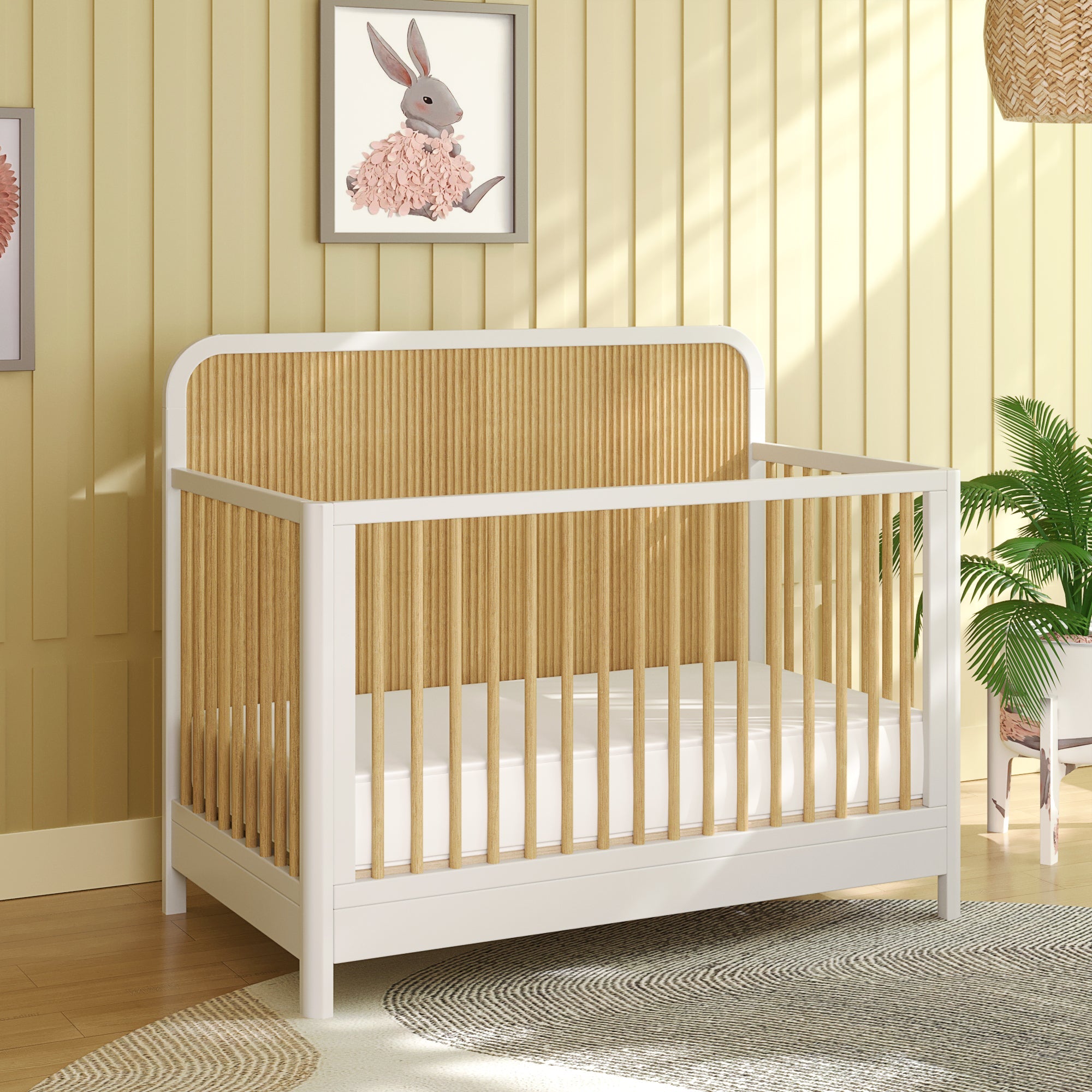 Milano Crib in White/Natural