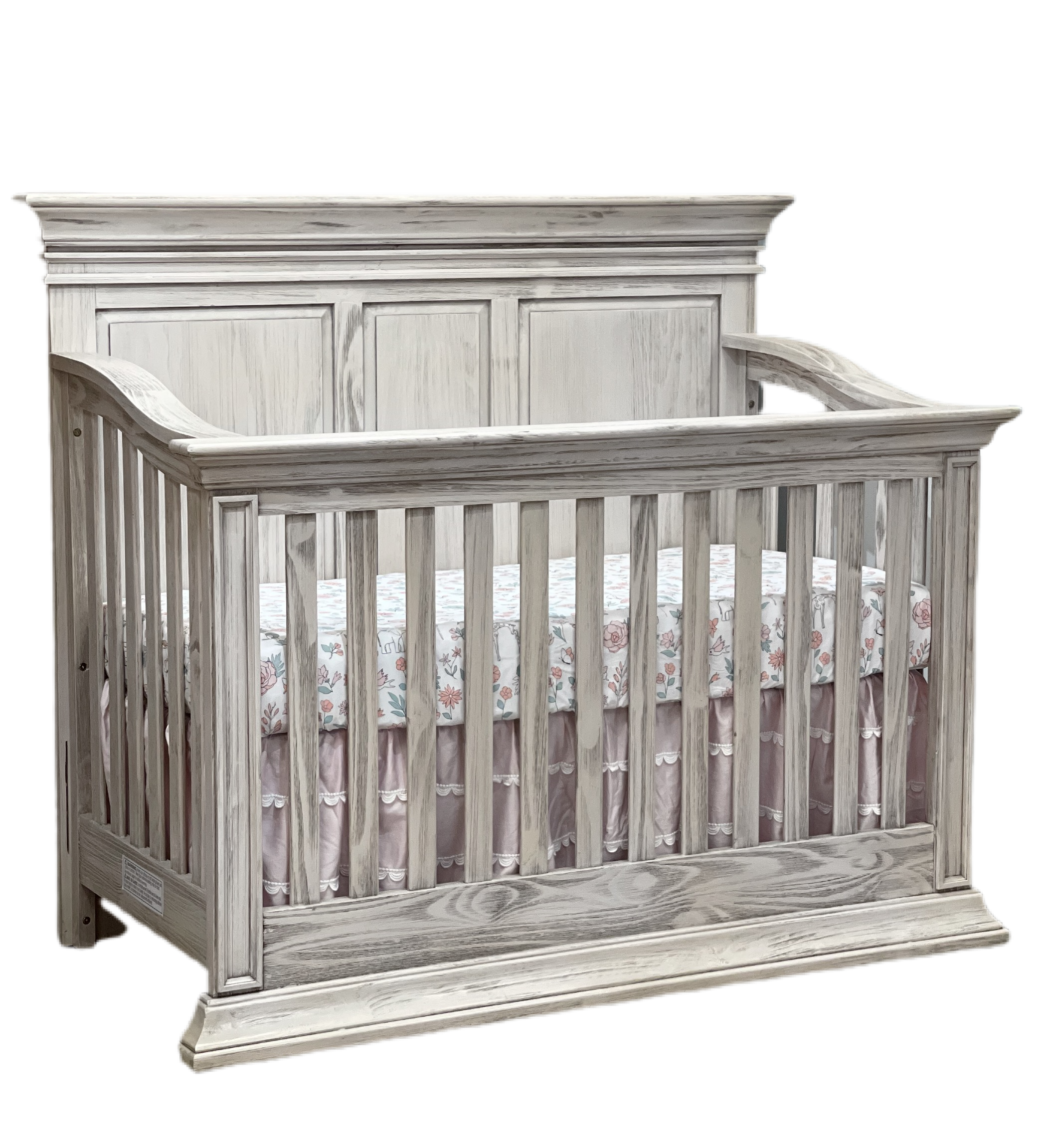 3 PIECE CHIC CRIB PACKAGE DEAL IN RUSTIC WHITE image 1