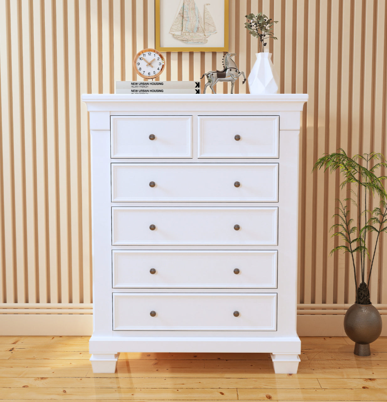 Glendale 5 Drawer Chest in White
