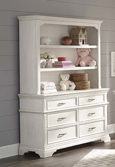 Kerrigan Bookcase Hutch in Rustic White