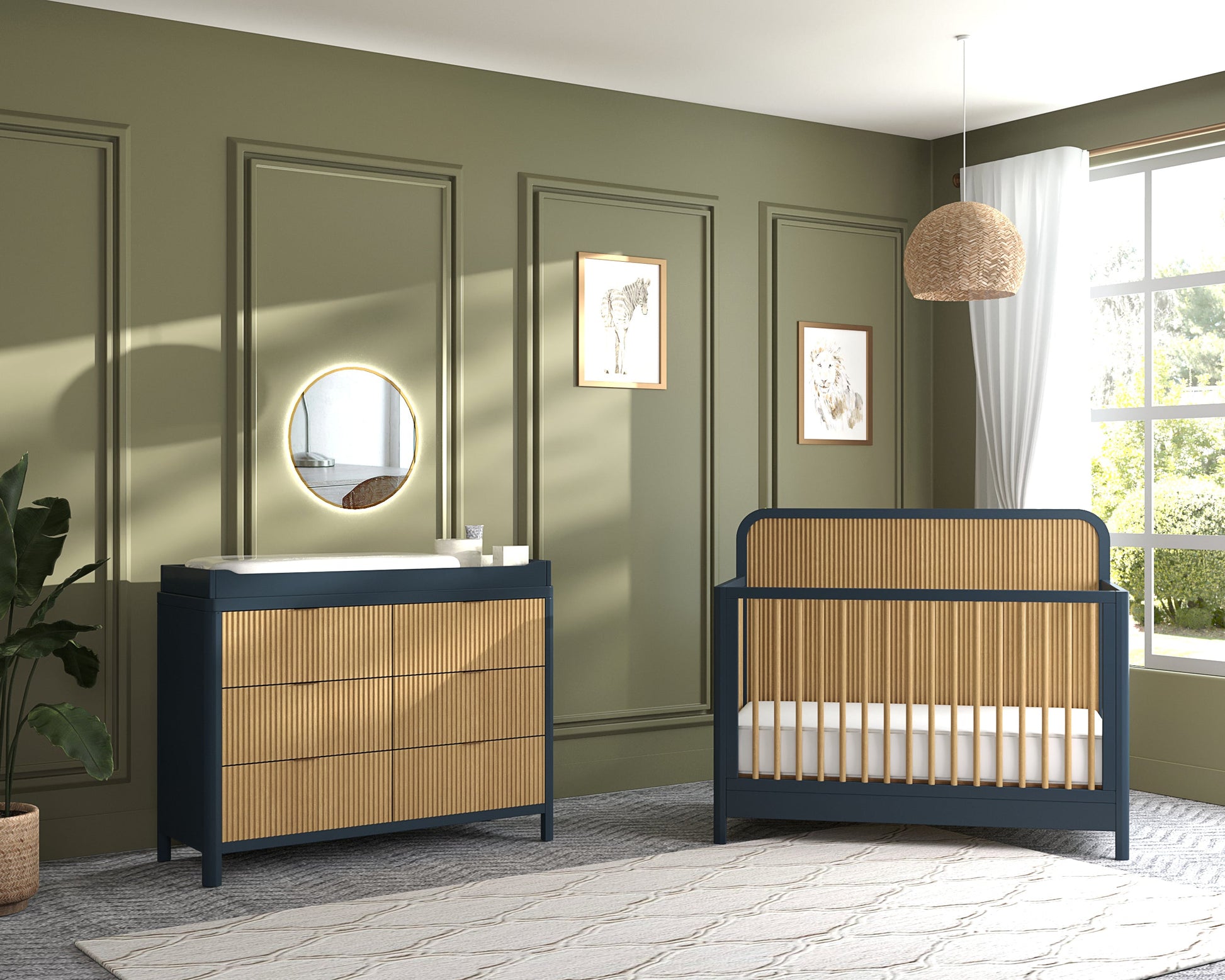 Milano Crib in Graphite/Natural