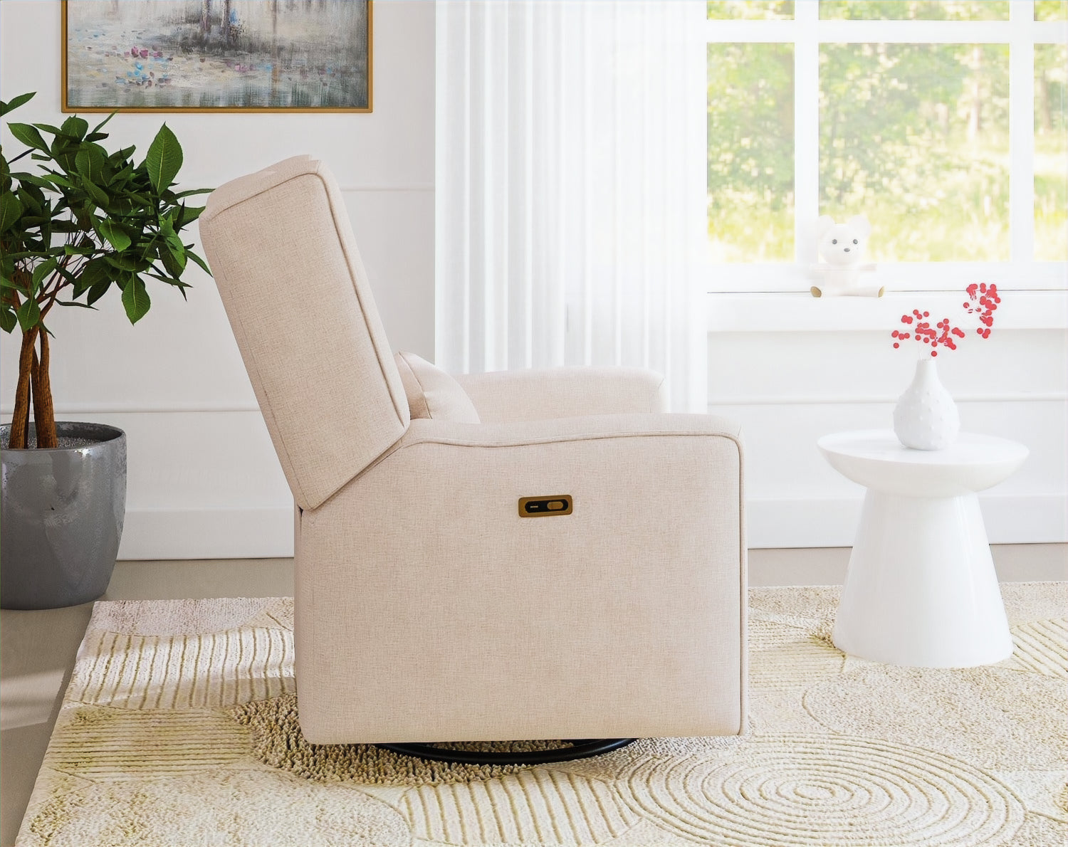 Lil Angels Contour Pedic Swivel Power Glider Recliner in Sand image 3