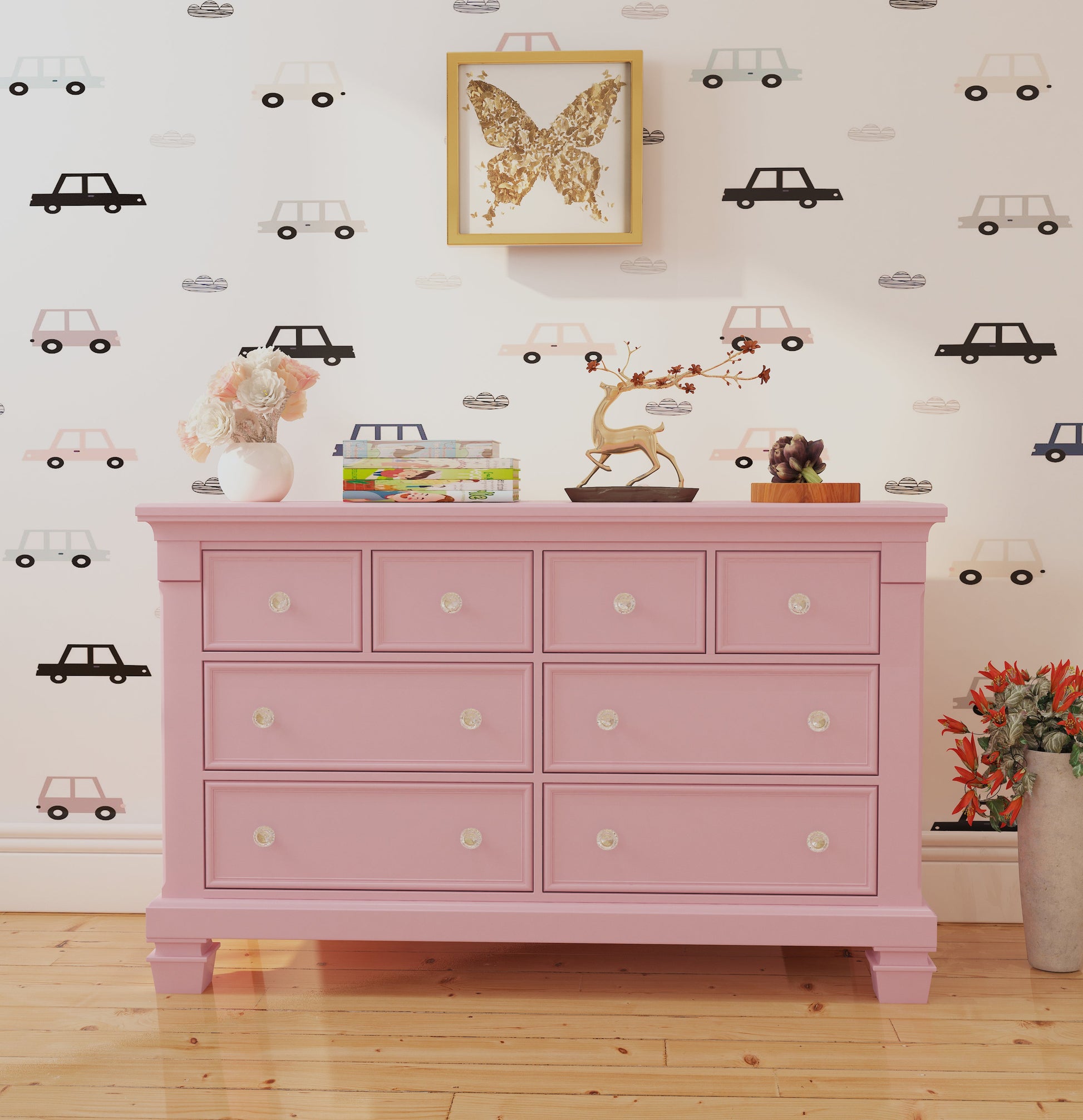 Glendale Double Dresser in Pink