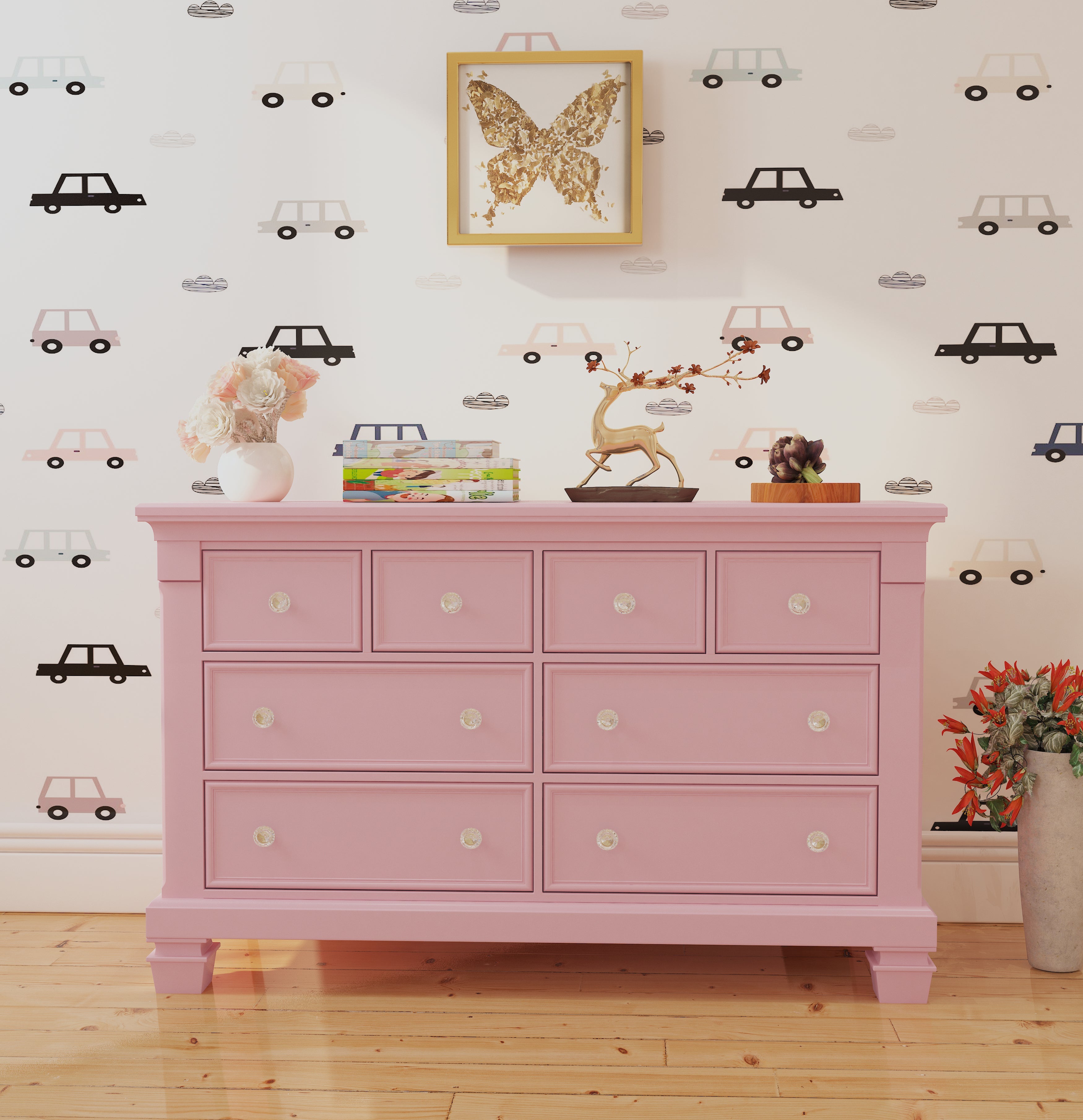 Glendale Double Dresser in Pink