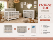 Color: White/Grey | 3 PIECE BIRCH SET  ** CRIB+DRESSER+FREE MATTRESS**