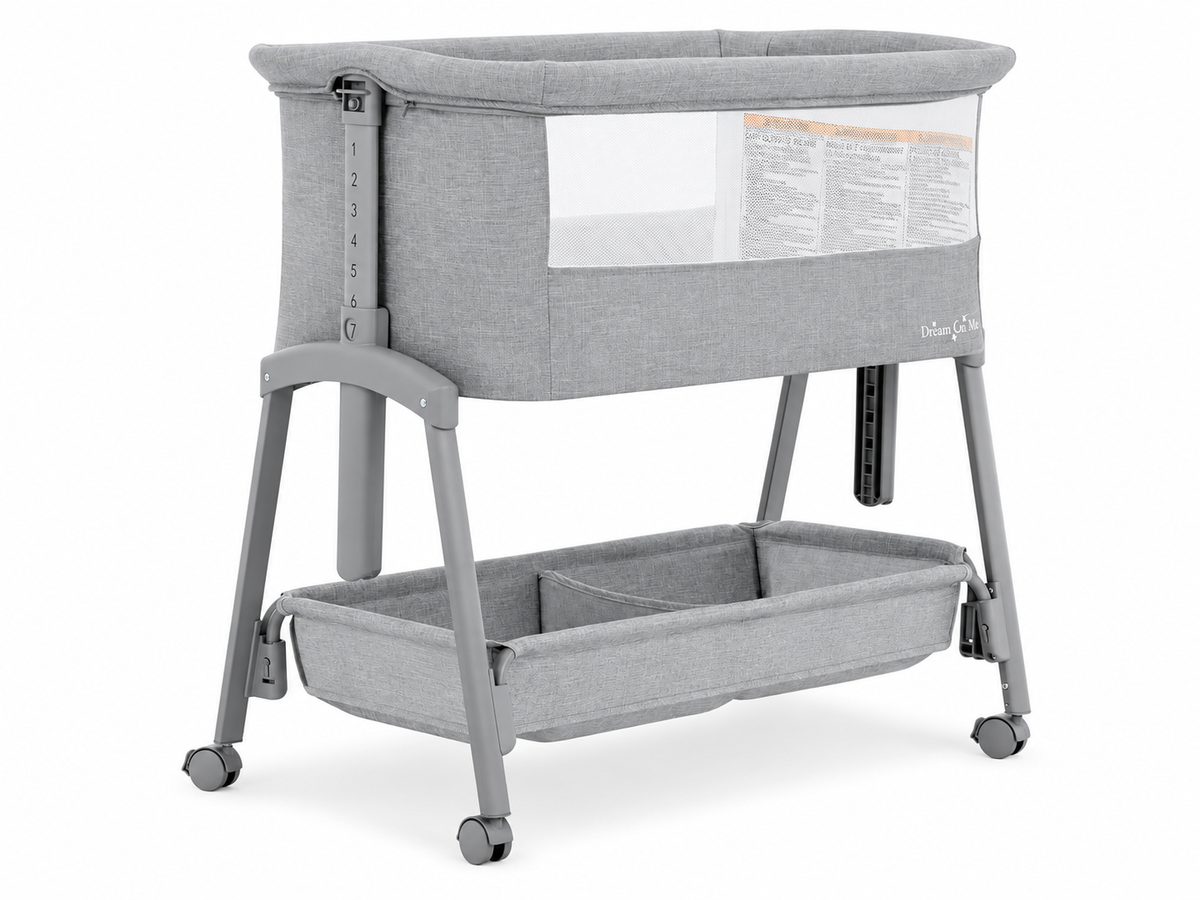 Color: Grey | Calypso Portable Bassinet with Wheels
