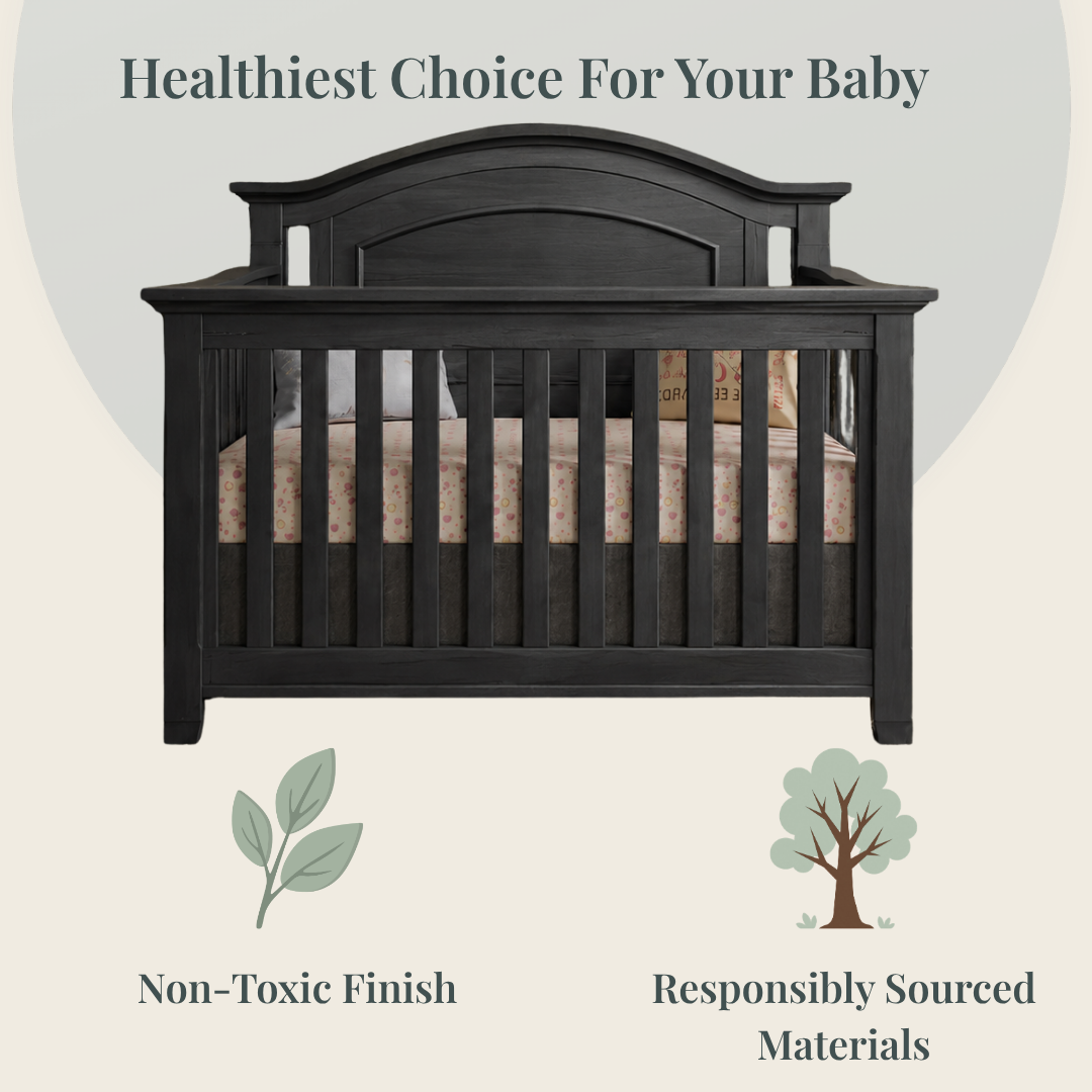 Color: Granite | Como Arched Top Forever Crib