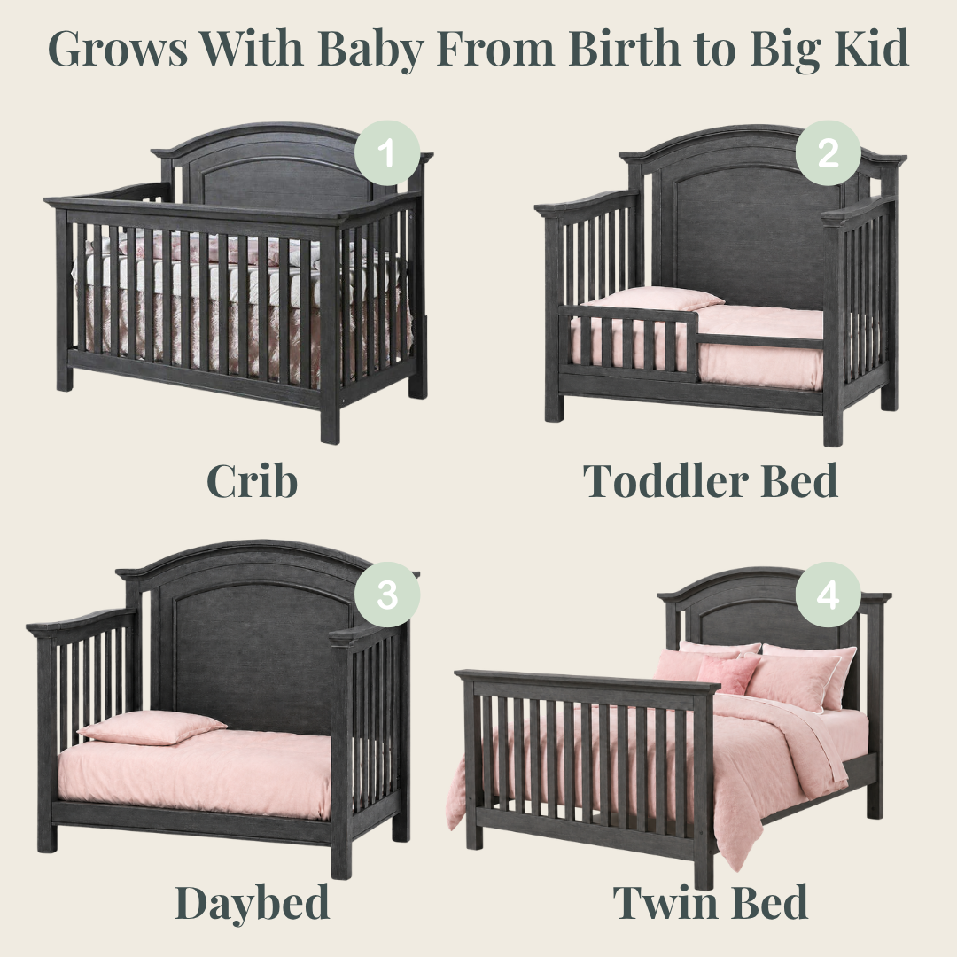 Color: Granite | Como Arched Top Forever Crib