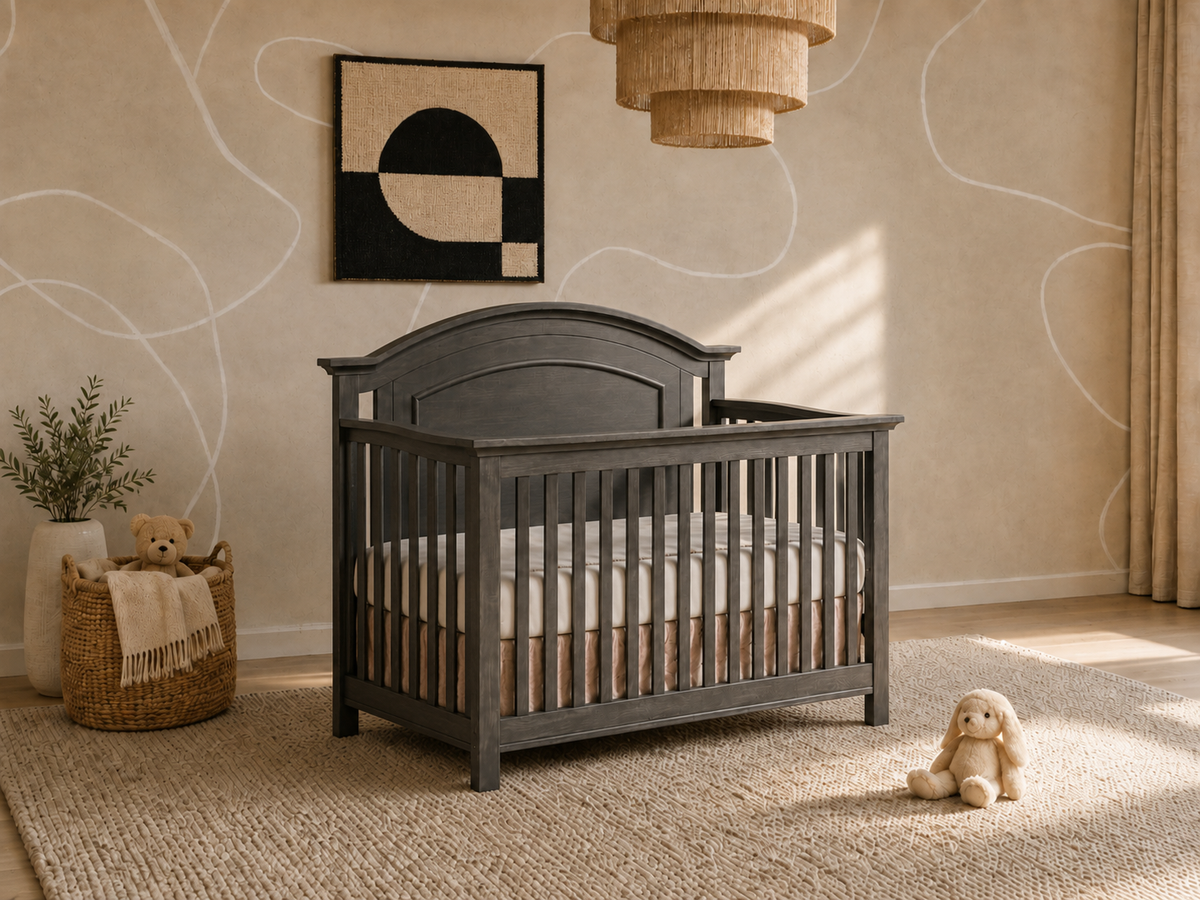 Color: Granite | Como Arched Top Forever Crib