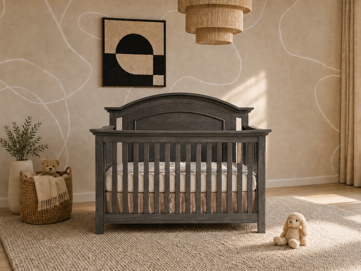 Color: Granite | Como Arched Top Forever Crib