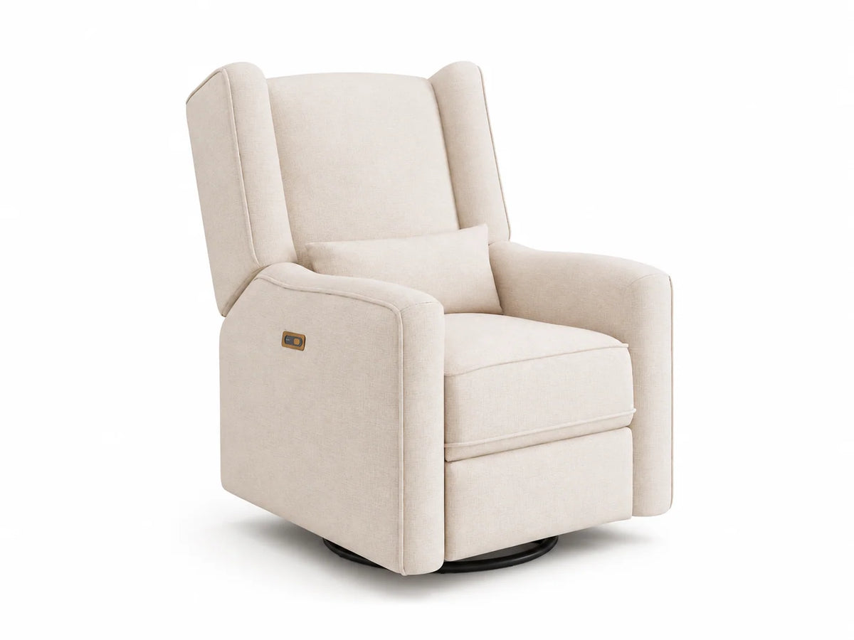 Color: Sand | Lil Angels Contour Pedic Swivel Power Glider Recliner in Sand