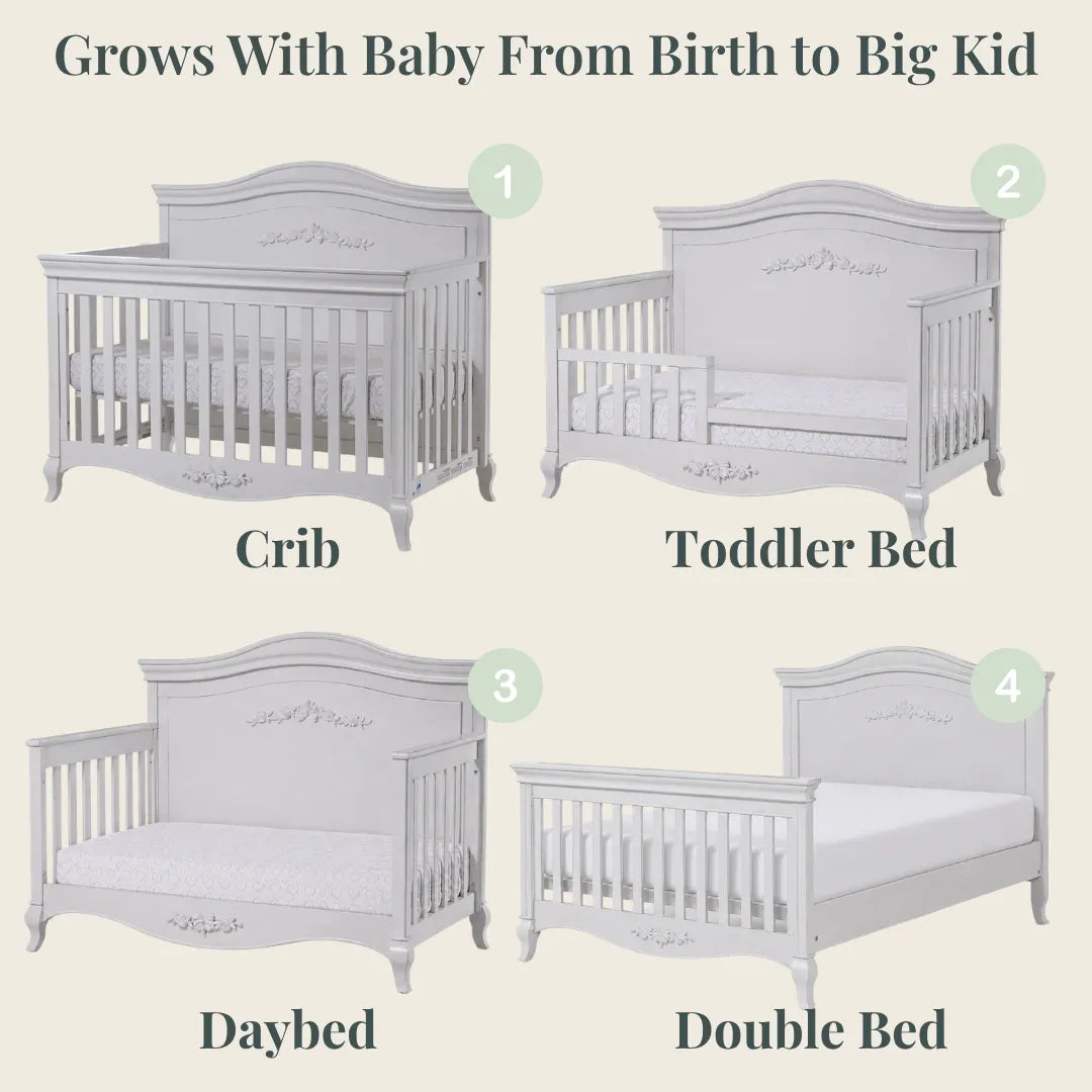 Color: Vintage White | Diamante Forever Crib - Panel with Decor