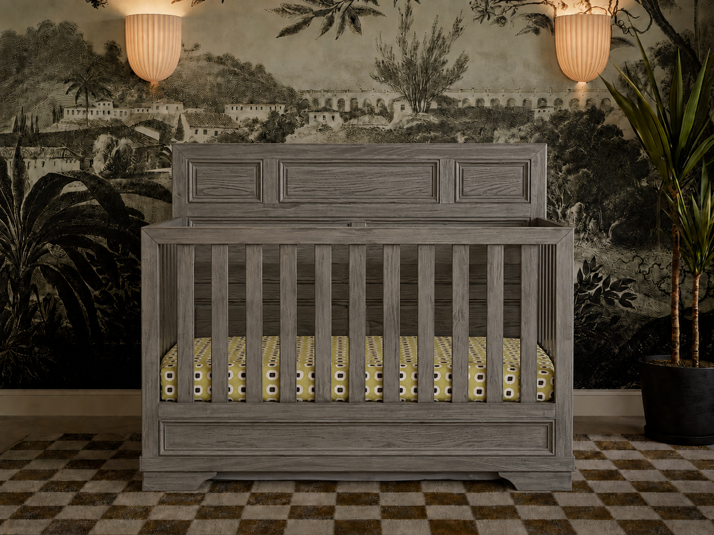 Color: Brushed Pewter | Westwood Design Foundry 4-in-1 Convertible Crib in Brushed Pewter