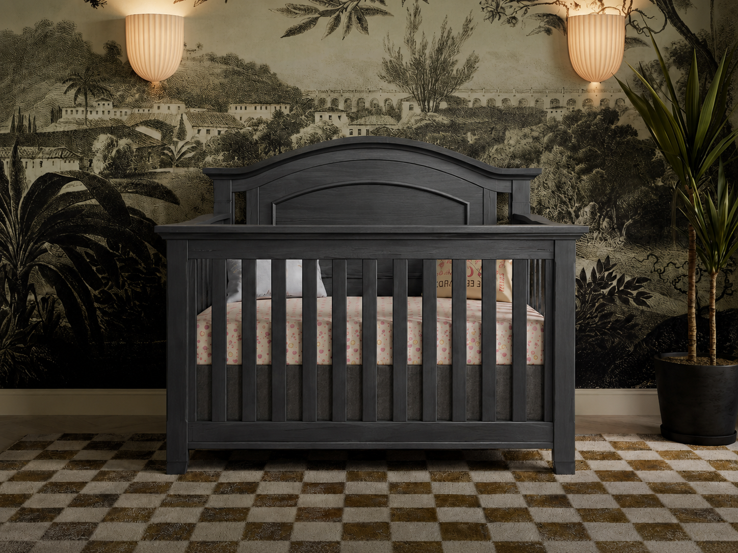Color: Granite | Como Arched Top Forever Crib