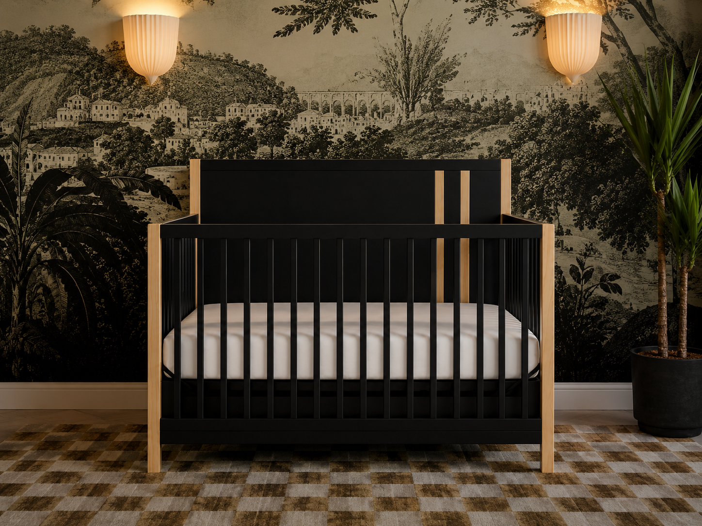 Dream On Me Soho Convertible Crib in Matte Black Vintage