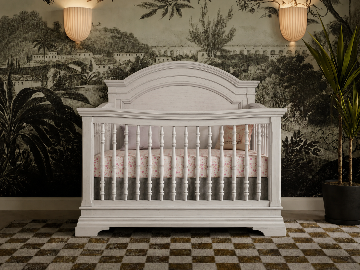 Olivia Arch Top Convertible Crib | Brushed White