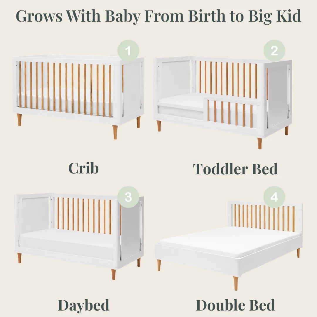 Color: White/Natural | Lollipop 4 in 1 convertible crib