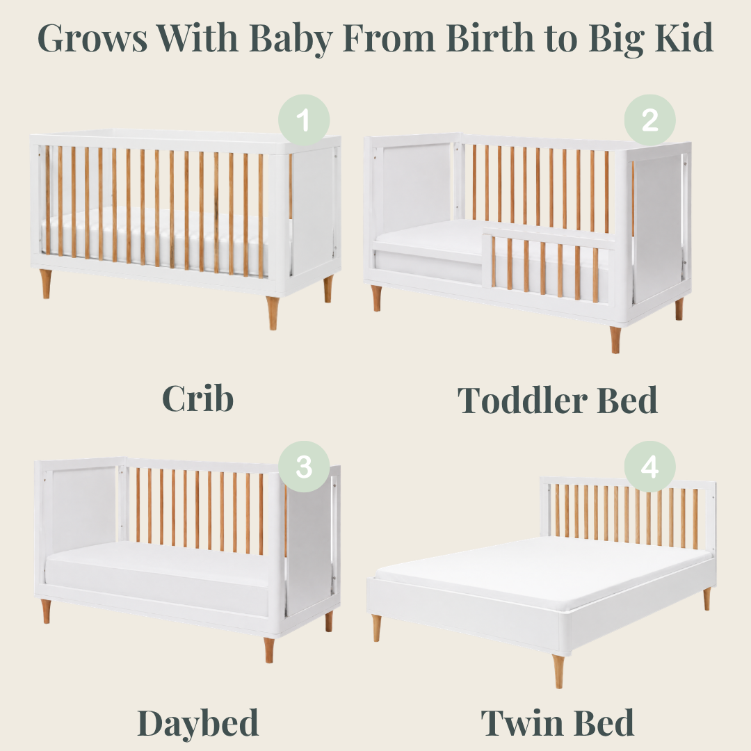 Color: White/Natural | Lollipop 4 in 1 convertible crib